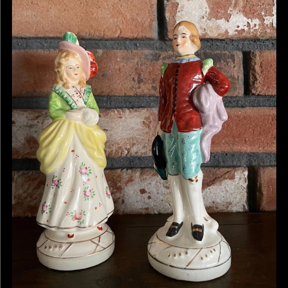 Two Victorian Colonial Male Female Vintage Figurines Made in Occupied Japan